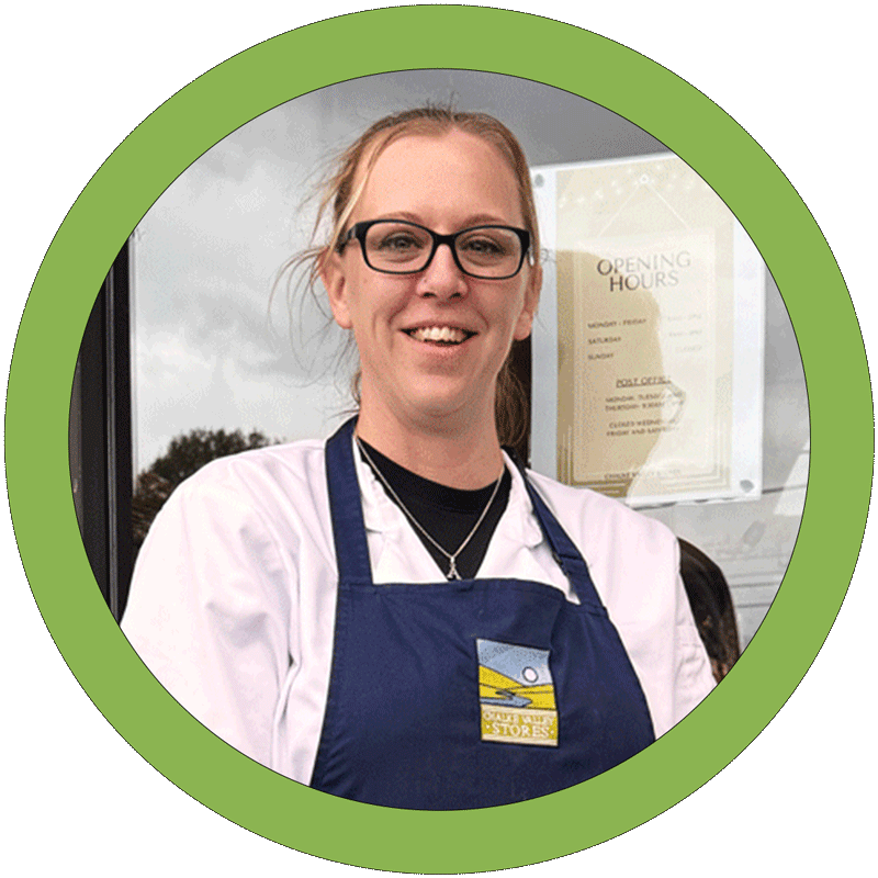 Chalke Valley Stores new chef, stood in the front entrance of the shop and cafe